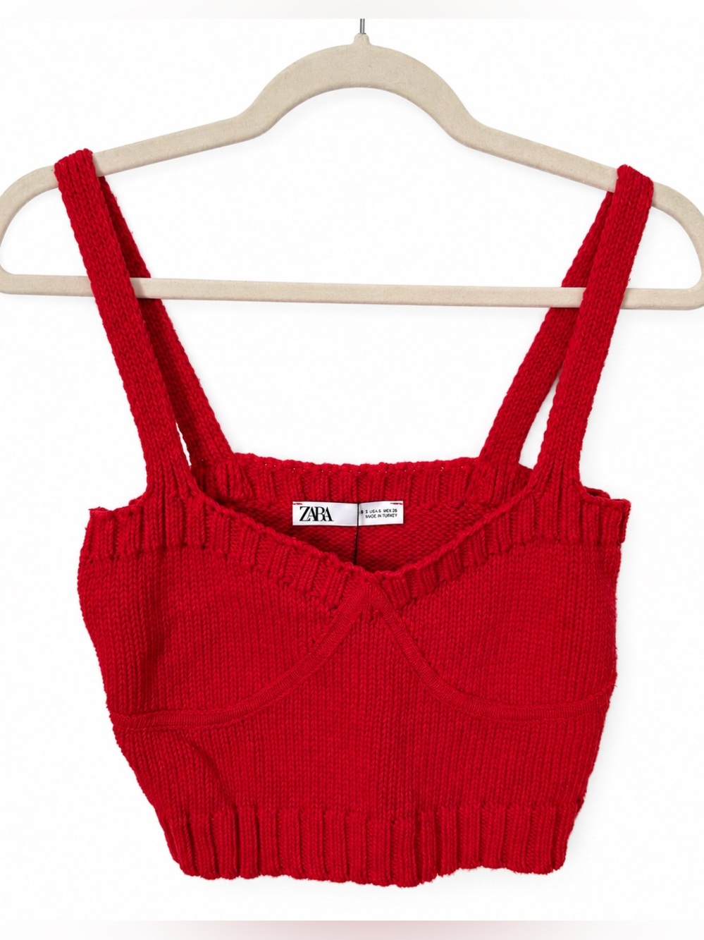 Zara Red Cropped Knit Tank Size Small NWT